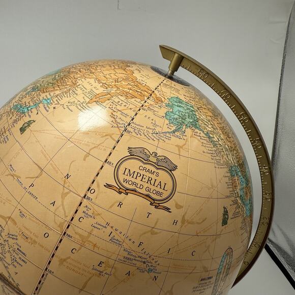 Cram's Imperial World Globe 12 Inch Diameter Wood Base - Picture 2 of 10